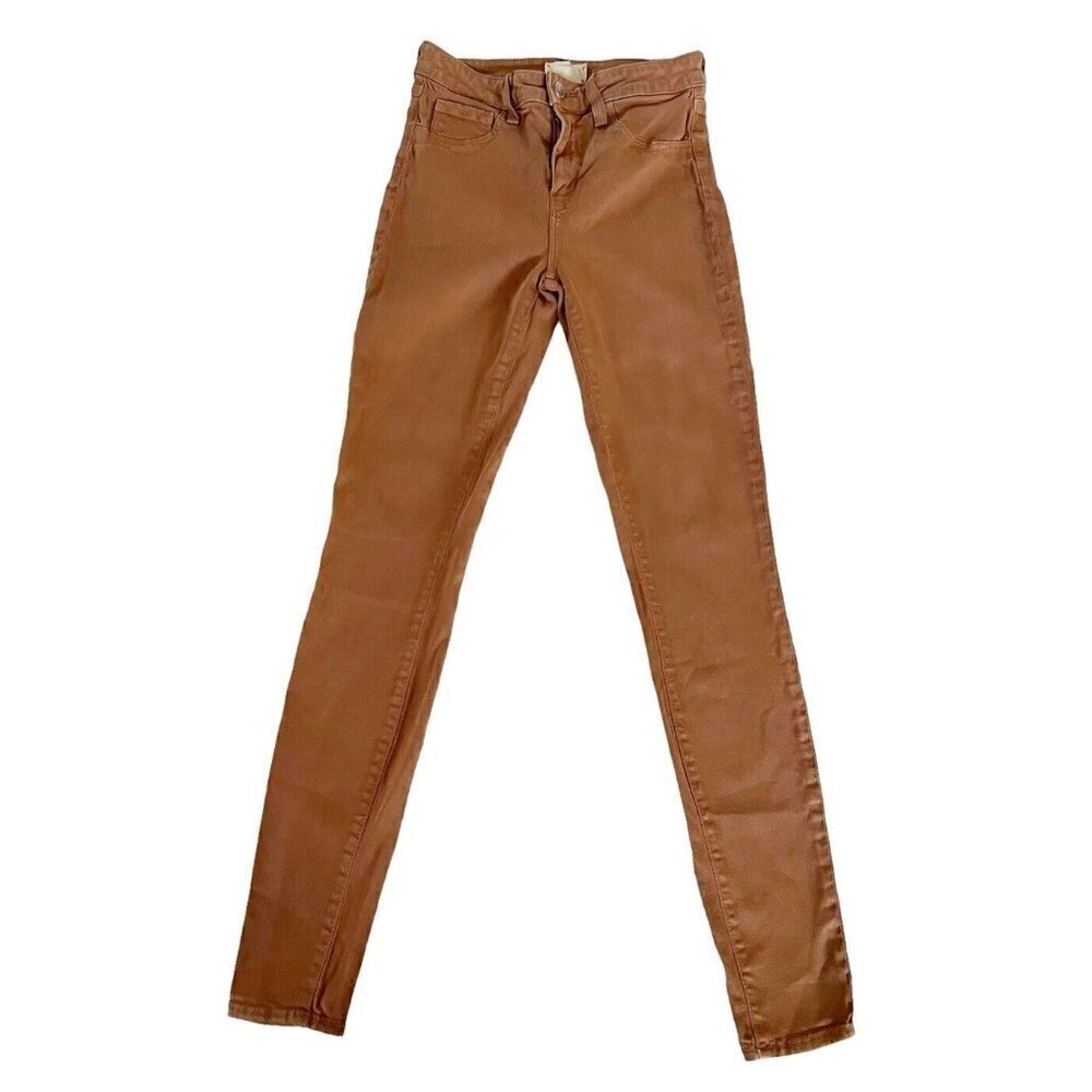 L'AGENCE Women's Sz 26 Marguerite Java Coated (Brown) High Rise Skinny Jeans - Picture 2 of 8